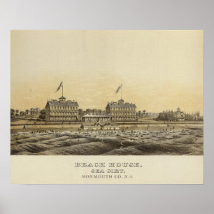 Poster Chambre de plage, mer enserrée, Monmouth Co, NJ