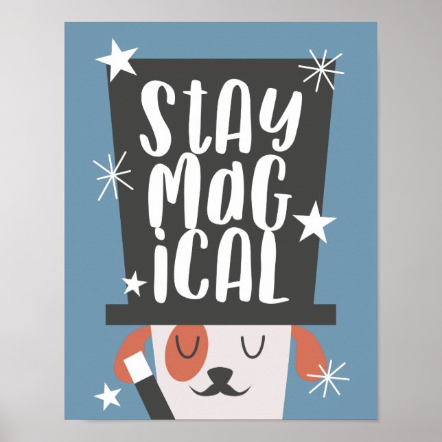 Poster Chambre d'Enfants Citation Magique Chien Mignon (Devant)