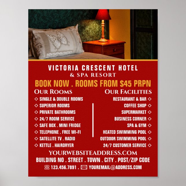 Poster Chambre d'hôtel, Hébergement d'hôtel Publicité (Devant)