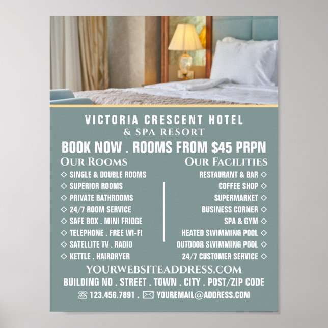 Poster Chambre d'hôtel, Hébergement d'hôtel Publicité (Devant)