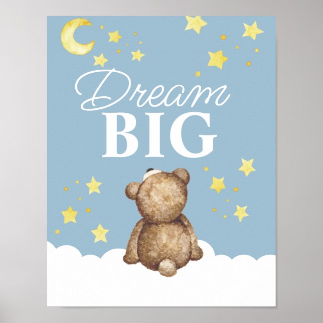 Poster Chambre Ourson Rêve Grande Ourse et Étoiles  (Devant)