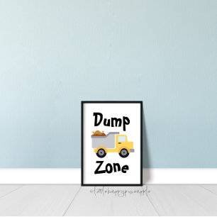 Poster Chambre pour Enfants Camion à benne Zone de Dévers