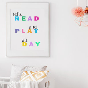 Poster Chambre pour enfants Lire et jouer toute la journé