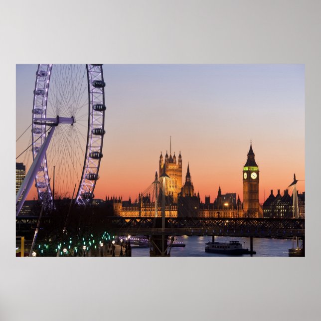 Poster Chambres du Parlement et le London Eye (Devant)