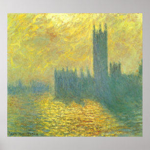 Poster Chambres du Parlement, Stormy Sky par Claude Monet