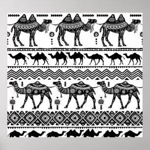 Poster Chameaux décoratifs Design Motif sans soudure