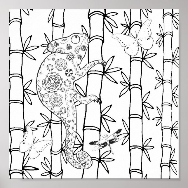 Poster Chameleon Doodle 2 (Devant)