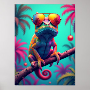 Poster Chameleon Shades - Pop Art Mode Mème Animal