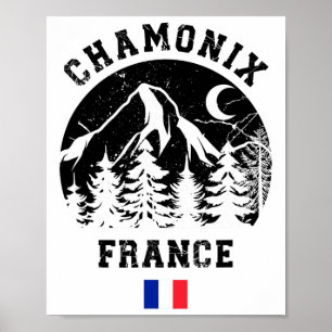 Poster Chamonix France Alpes Station de ski alpin Camping