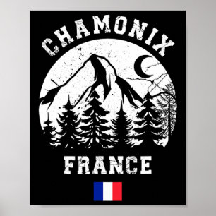 Poster Chamonix France Alpes Station de ski alpin Camping