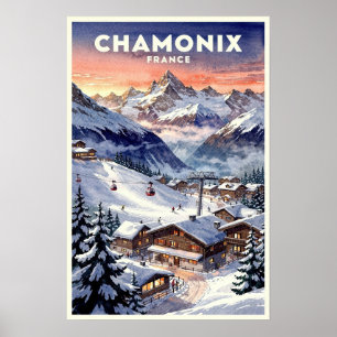 Poster Chamonix France Voyage Rétro