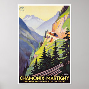 Poster Chamonix-Martigny Gorges du Trient Vintage voyage