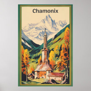 Poster Chamonix, Mont Blan, Ski Vintage