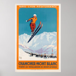 Poster Chamonix-Mont Blanc Oberland Sport d'hiver France