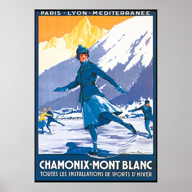 Poster Chamonix Mont Blanc Patinage (Devant)