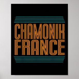 Poster Chamonix Retro Alpes Alpes Alpes Ski Alpin France 