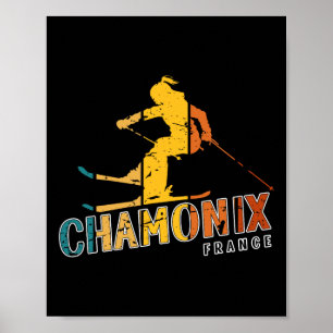 Poster Chamonix Station de ski Vintage France Ski Alpin F