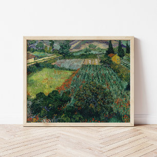 Poster Champ avec des pavois Vincent van Gogh