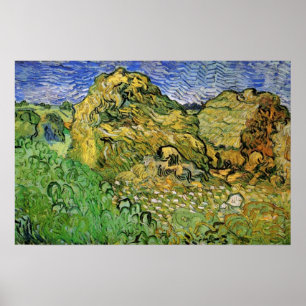 Poster Champ avec meules de blé par Vincent van Gogh