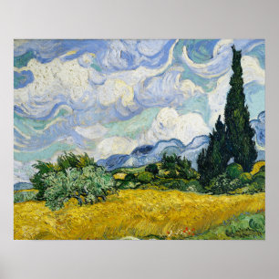 Poster Champ de blé avec cyprès de Vincent Van Gogh Sm