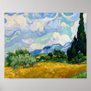 Poster Champ de blé avec Cyprès par Vincent Van Gogh