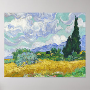 Poster Champ de blé avec Cyprès par Vincent van Gogh