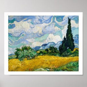 POSTER "CHAMP DE BLÉ AVEC CYPRESSES" 1889 VINCENT VAN GO
