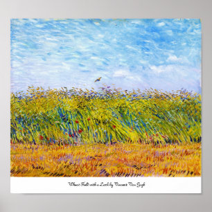 Poster Champ de blé avec une marque par Vincent Van Gogh