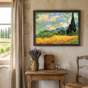 Poster Champ de blé de Van Gogh avec cyprès à Haute Galli
