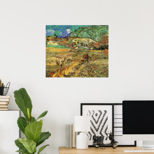 Poster Champ de blé fermé w Paysan par Vincent van Gogh
