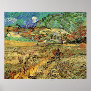 Poster Champ de blé fermé w Paysan par Vincent van Gogh