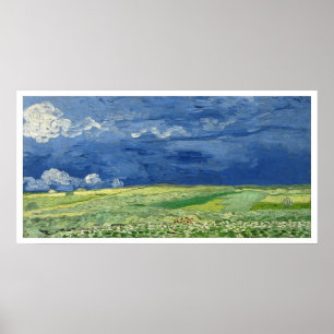Poster Champ de blé sous nuages orageux de Vincent Van Go
