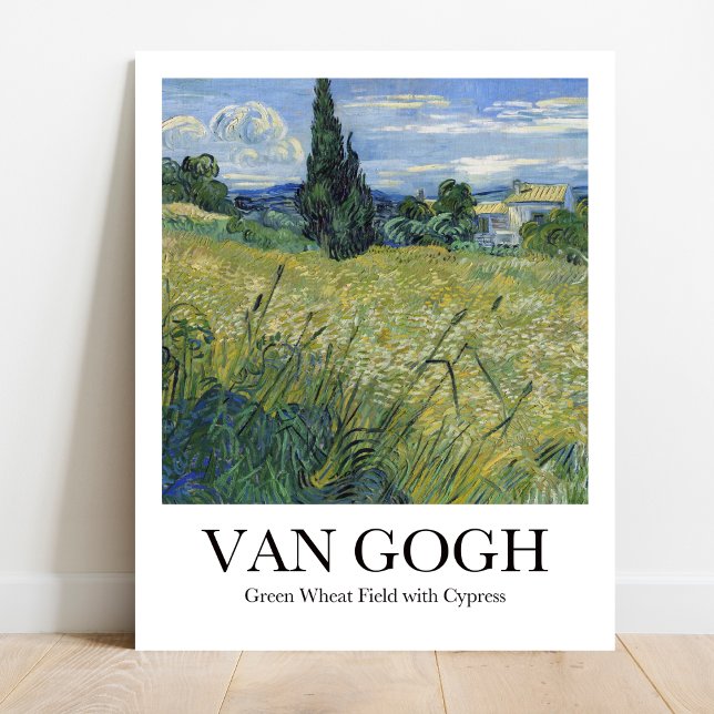Poster Champ de blé vert avec Cypress par Vincnt van Gogh (Van Gogh's Sun-Kissed Fields: "Green Wheat Field with Cypress." Museum-quality poster)