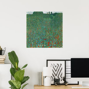 Poster Champ de coquelicots par Gustav Klimt, Art Nouveau