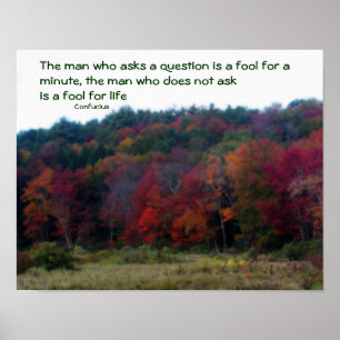 Poster Champ de feuillage d'automne Confucius Citation In