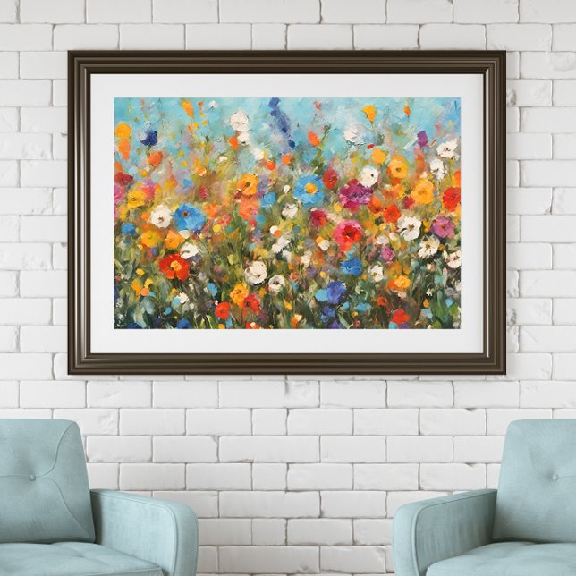 Poster Champ de Fleurs sauvages non encadrés (This versatile floral print complements several decor styles including modern and traditional.)