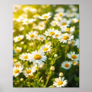 Poster Champ de marguerites ensoleillé Fleurs joyeuses Pr