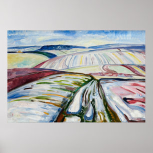 Poster Champ de neige hivernal expressionniste de Munch