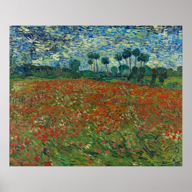 Poster Champ de pavot par Vincent Van Gogh (Devant)