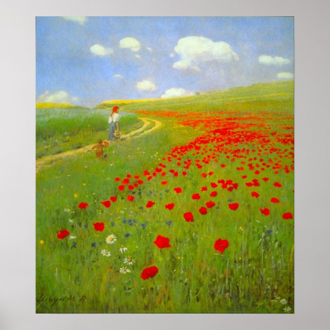 Poster Champ de pavots par Pal Szinyei Merse (Devant)