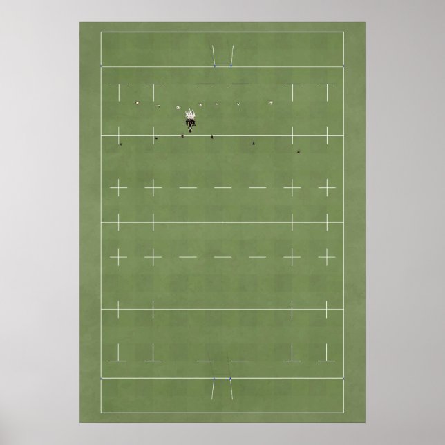 Poster Champ de rugby illustré ci-dessus (Devant)