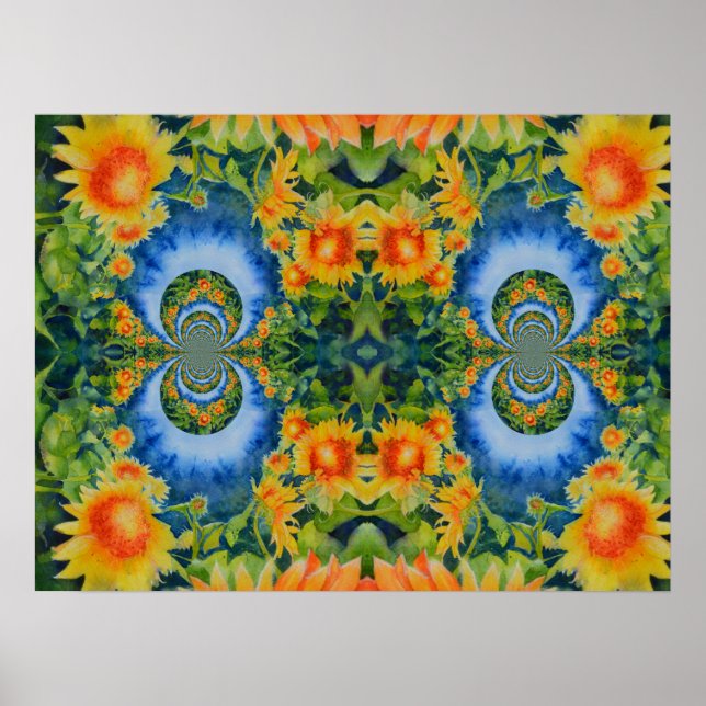 Poster Champ de tournesol Abstrait | floral rétro (Devant)