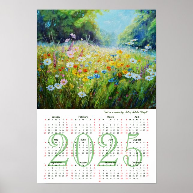 Poster Champ en journée d'été. Calendrier d'Art 2025 (Devant)