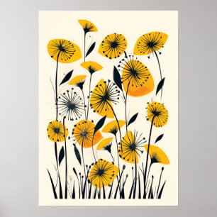Poster Champ fleur sauvage Dandelion