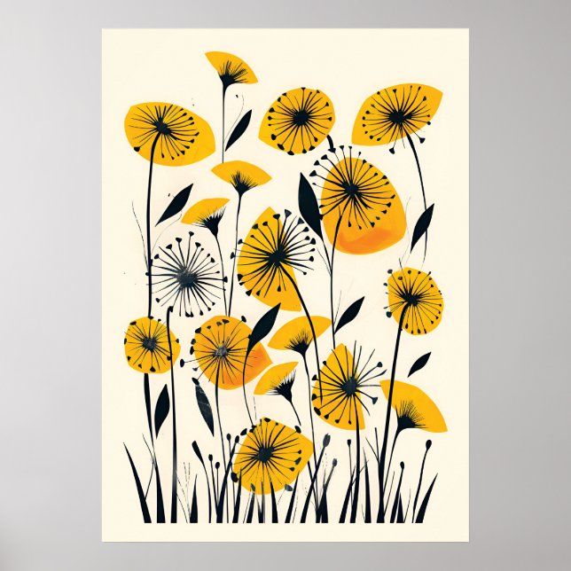 Poster Champ fleur sauvage Dandelion (Devant)