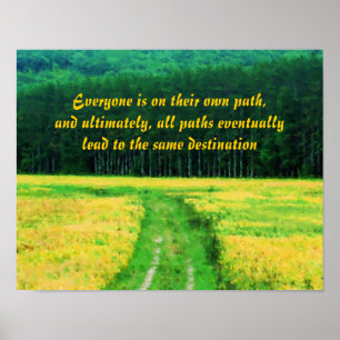 Poster Champ Jaune Sur Le Chemin Citation Inspirationnell