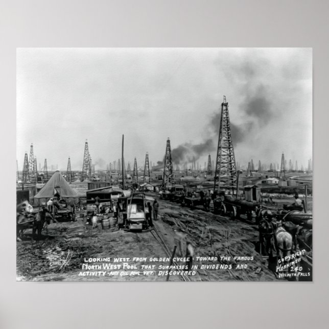 POSTER CHAMP PÉTROLE DU TEXAS 1919 (Devant)