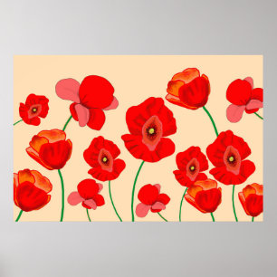 Poster Champ Red Poppy