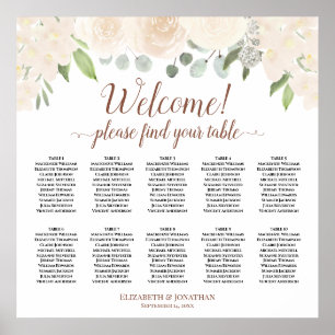 Poster Champagne Blush Boho Roses 10 Table Seating Chart