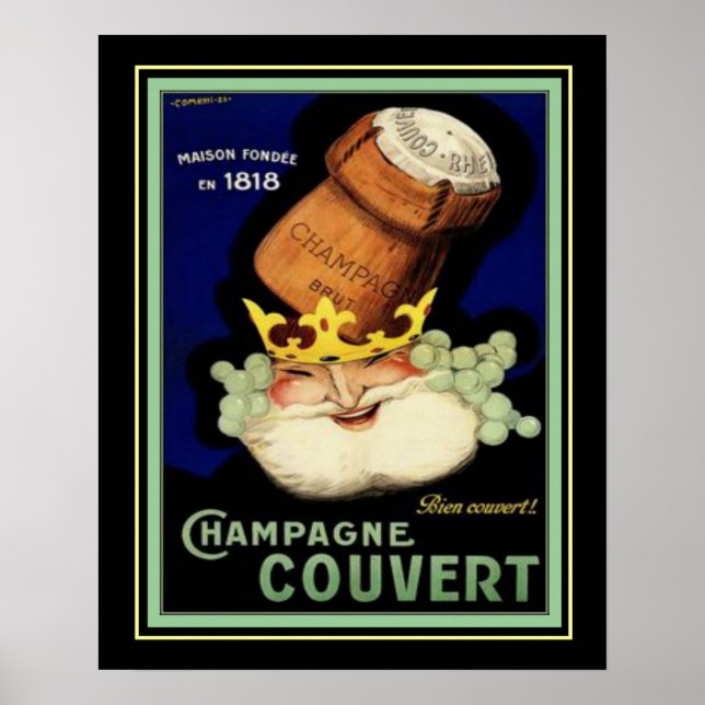 Poster Champagne Couvert Vintage Ad Print 16x20 (Devant)